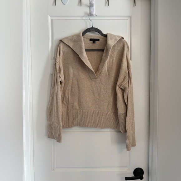 Banana Republic Organic Cotton Sailor Sweater Boxy Quiet Luxury Neutral S M - Picture 2 of 5